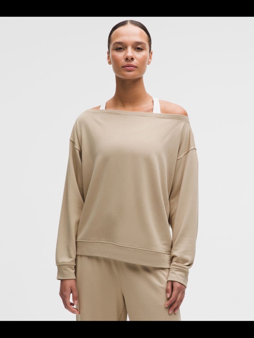 Relaxed Off-Shoulder Sweatshirt in Ash Grey